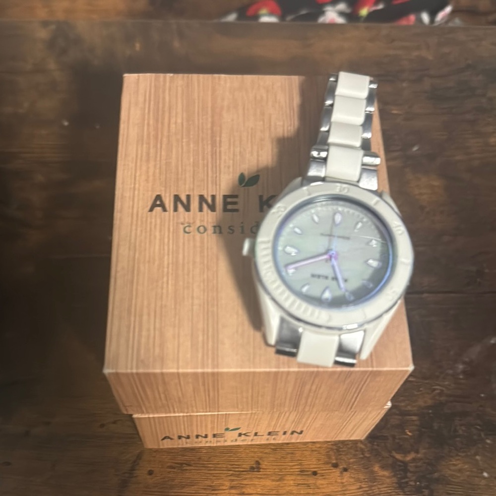 Anne Klein Silver and White Women's Watch